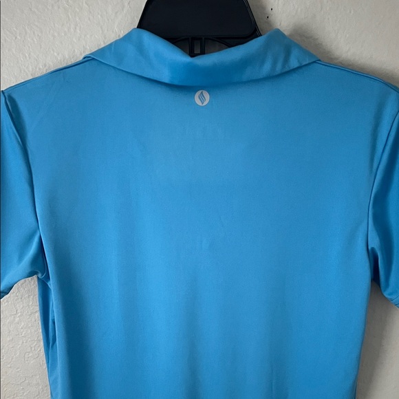 NWT SANTINY Women's Golf Shirt Collared V-Neck Blue in Size S - Picture 7 of 11